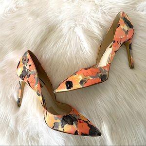Louise et Cie Ariel Peach Floral Satin Heels